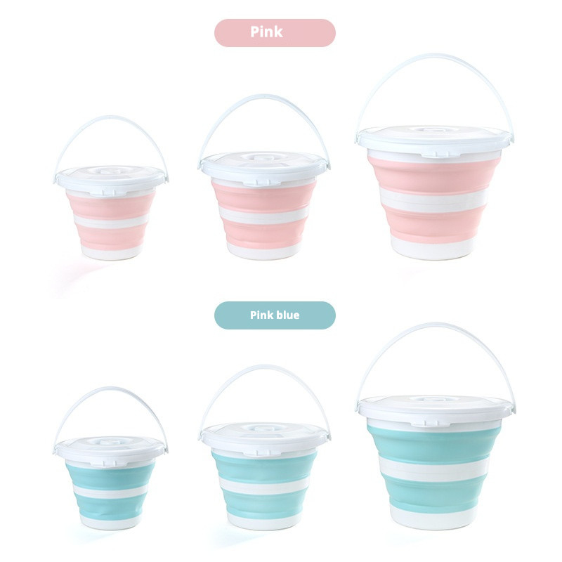 Disegno di risparmio di spazio di un secchio di plastica pieghevole da 10 litri per il campeggio Lavaggio auto Avventure all'aria aperta