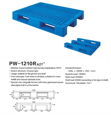 Il carrello elevatore 9 piedi cuscinetto a prova d'umidità standard del pallet di plastica resistente di multi si è ispessito