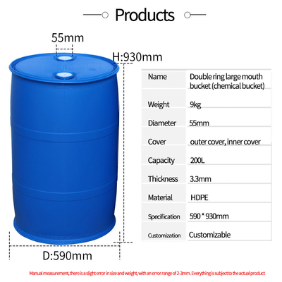 Tamburo di plastica blu del barilotto dell'HDPE 200L per stoccaggio chimico