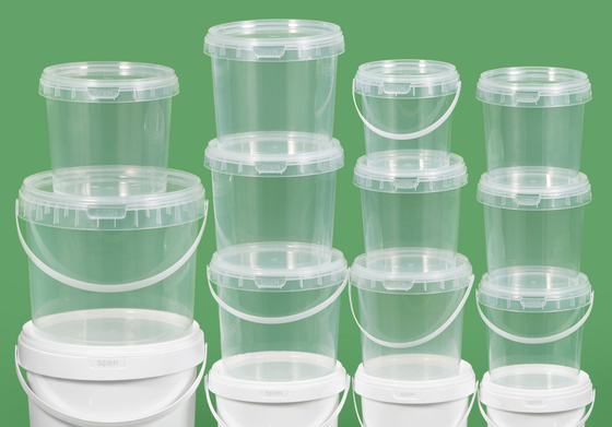 Secchio di plastica trasparente di superficie liscio per il gelato