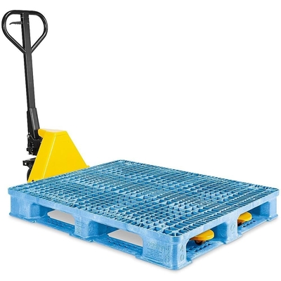 Pallet di plastica blu riutilizzabile resistente alla corrosione per la logistica in magazzino
