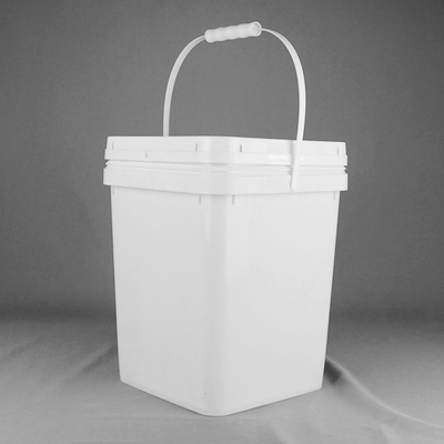 Bottile di plastica quadrata bianca resistente a sostanze chimiche con manico e coperchio